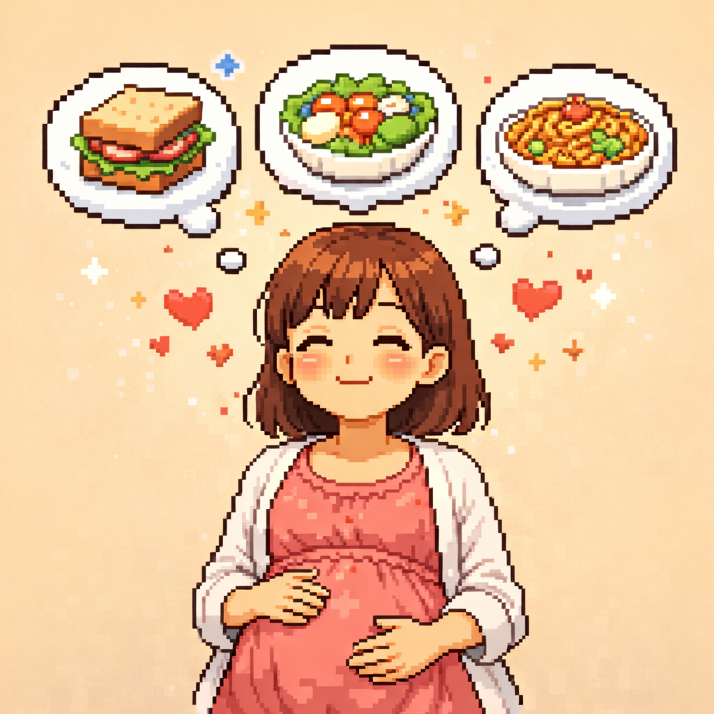 음식을 생각하는 임산부